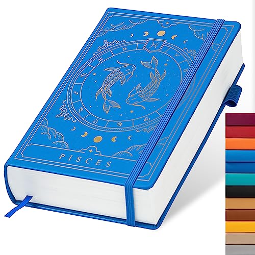 TIEFOSSI Constellations Notizbuch, A5, gepunktet, Hardcover, 100 g/m², 400 Seiten, Schreibpapier, Bullet Organizer, Notizbuch für Damen, Herren, Jugendliche (Fische) von TIEFOSSI