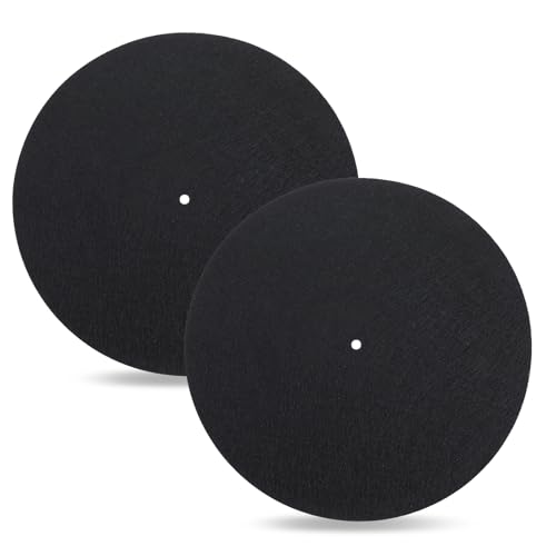 TIESOME 30,5 cm Filz-Plattenspieler-Matte, 2 Stück, rutschfeste und antistatische Filz-Plattenspieler-Matte, Vibrationsdämpfung, Schwarz von TIESOME