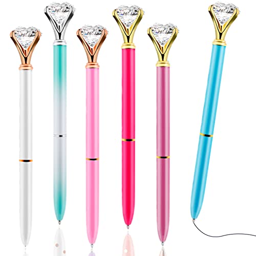 TIESOME 6pcs Diamond Retractable Kugelschreiber, Schwarze Tinte Crystal Jewel Pens Cute Ballpoint Metal Design für die Schule Büro Hochzeit Geschenke (Mehrfarbig) von TIESOME