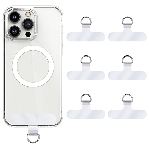 TIESOME Handy-Schlüsselband Pads, 6Pcs Universal Telefon Tether Tab Telefon Strap Connector mit Metallring für Handys Sicherheit Drop Protection (transparent) von TIESOME