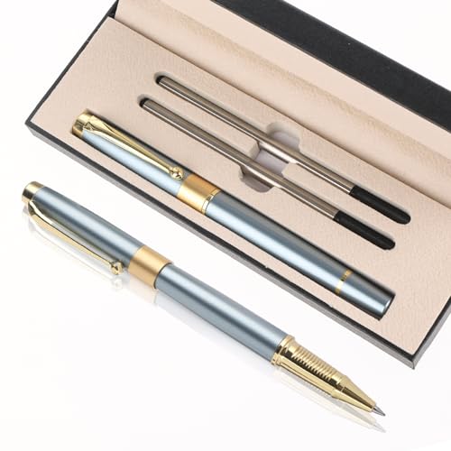 TIESOME Kugelschreiber, 0.5 mm Luxus Kugelschreiber Set Druckkugelschreiber mit 2 Auswechselbare Mine und Geschenk Box Tactical Pen für Business Büroschreibstift glatter Schreib für Männer Frauen von TIESOME