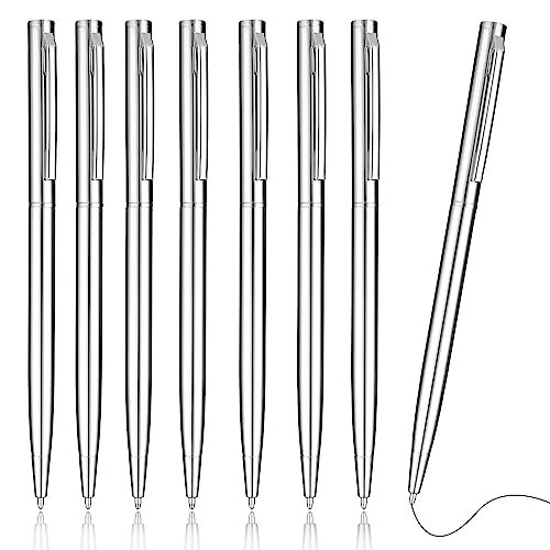 TIESOME Kugelschreiber, 8PCS 1.0mm glattes Schreiben Kugelschreiber Punkt schwarzer Tinte Kugelschreiber schnell trocknend Schreibstift Kugelschreiber für Büro Schule liefert (Silber) von TIESOME