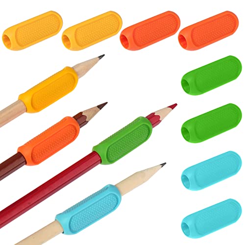 TIESOME Silikon Grips Stiftehalter, 8 Stück Bleistift Griffe, Stifthaltung Hilfe Kinder Silikon Stift Griffe, Stiftgriffe Schaumstoff, Linkshänder Rechtshänder Bleistift Griffe Schreibhilfe für Kinder von TIESOME