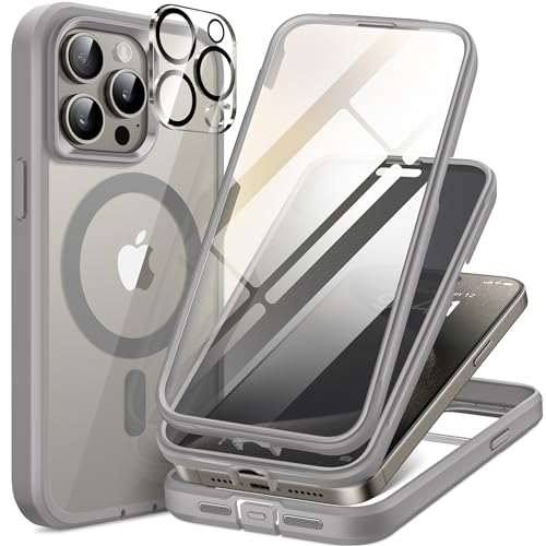 TIESZEN für iPhone 15 Pro Case Magnetic, kompatibel mit Magsafe Built-in 9H Tempered Screen Protector & Privacy Screen Protector & 2X Camera Lens Protectors, Dustproof Clear Phone Case TIESZEN für iPhone 15 Pro Case Magnetic, kompatibel mit Magsafe Built-in 9H Tempered Screen Protector & Privacy Screen Protector & 2X Camera Lens Protectors, Dustproof Clear Phone Case von TIESZEN