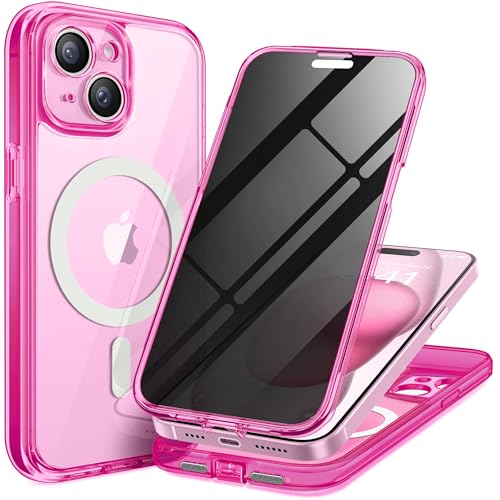 TIESZEN Magnetische Handyhülle für iPhone 15 Plus, [Staubdichtes Design] Kompatibel mit Magsafe, integrierter Sichtschutz & 9H Displayschutzfolie aus gehärtetem Glas + 2 x Kameraobjektivschutz von TIESZEN
