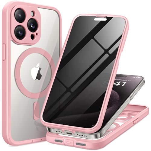 TIESZEN Magnetische Schutzhülle für iPhone 15 Pro, kompatibel mit Magsafe, integrierter 9H-Hartglas-Displayschutz, Sichtschutz, verbesserter Kameraschutz, staubdichte Handyhülle, Rosa TIESZEN Magnetische Schutzhülle für iPhone 15 Pro, kompatibel mit Magsafe, integrierter 9H-Hartglas-Displayschutz, Sichtschutz, verbesserter Kameraschutz, staubdichte Handyhülle, Rosa von TIESZEN