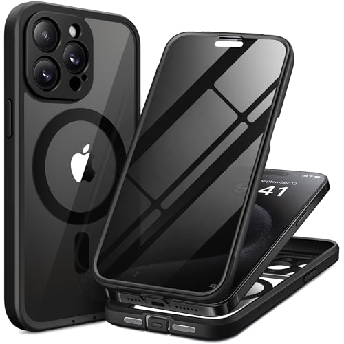 TIESZEN für iPhone 15 Pro Case Magnetic, kompatibel mit Magsafe Built-in 9H Tempered Screen Protector & Privacy Screen Protector & 2X Camera Lens Protectors, Dustproof Clear Phone Case, Schwarz TIESZEN für iPhone 15 Pro Case Magnetic, kompatibel mit Magsafe Built-in 9H Tempered Screen Protector & Privacy Screen Protector & 2X Camera Lens Protectors, Dustproof Clear Phone Case, Schwarz von TIESZEN