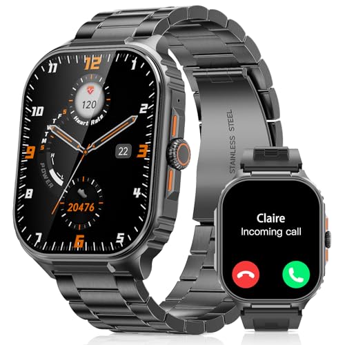 Herren-Smartwatch mit Telefonfunktion, 2,01-Zoll-HD-Touchscreen, IP68 wasserdichte Sportuhr, Militär-Smartwatch, Herzfrequenz/SpO2/Schlafmonitor,100+ Sportmodi, Fitness-Tracker für iOS Android von TIFOZEN