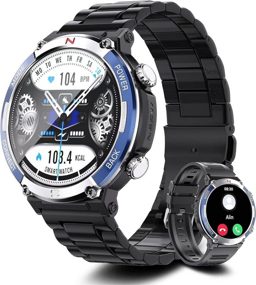 TIFOZEN Smartwatch (1,52 Zoll, Android iOS), Herren Sportuhr mit Bluetooth-Anruf IP68 Wasserdicht 110+ Sportmodi von TIFOZEN