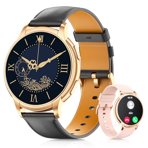 TIFOZEN Smartwatch Damen mit Telefonfunktion, 1.52" HD Fitnessuhr, 110+ Sportmodi, Herzfrequenz/SpO2/Schlaf Monitor, IP67 Wasserdicht, Kalorien/Schritt Aktivitäts Tracker für Android iOS Schwarz Gold von TIFOZEN