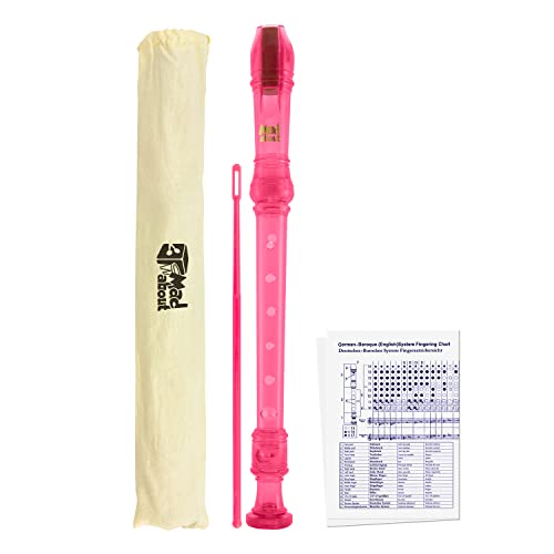 Mad About MA-REC01 Deskant-Blockflöte, Sopran-Schulblockflöte mit Tasche, Putzer und Grifftabelle, Rosa Mad About MA-REC01 Deskant-Blockflöte, Sopran-Schulblockflöte mit Tasche, Putzer und Grifftabelle, Rosa von Mad About