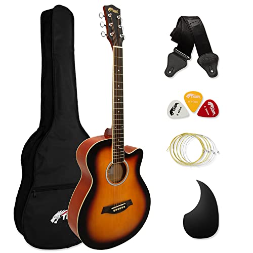 TIGER ACG3 Full Size Akustikgitarren-Set - Gitarren-Pack für Anfänger, mit Gigbag, Gurt und Ersatzsaiten - Sunburst - von Tiger