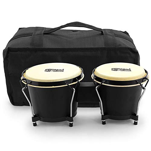 TIGER MA-BON01 Bongos, 6 Inch und 7 Inch Eichen-Handtrommeln mit Tragetasche, 6" & 7" Bongos - Schwarz - von TIGER