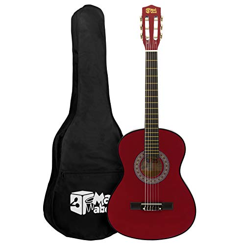 TIGER MA-CG01, 3/4 Klassische Gitarre, Rot, farbenfrohe Spanische Gitarre, mit Tragetasche, Gurt, Pick und Ersatzsaiten von TIGER