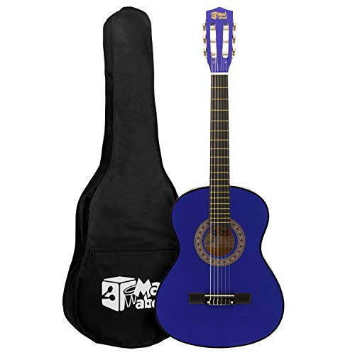 TIGER MA-CG02, 3/4 Klassische Gitarre, Blau, farbenfrohe Spanische Gitarre, mit Tragetasche, Gurt, Pick und Ersatzsaiten von TIGER