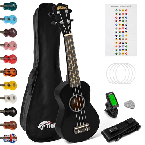 TIGER Schwarze TIGER Ukulele Kit Anfänger Pack von TIGER