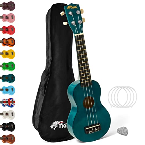 TIGER Sopran-Ukulele mit Tragetasche blaugrün TIGER Sopran-Ukulele mit Tragetasche blaugrün von Tiger