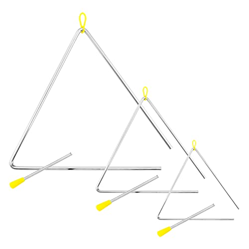 TIGER TRI-SET 6/8/12 Zoll Triangle Set - strapazierfähige Stahl Triangeln mit Metallschlägeln - ideal für den Gebrauch in Schule, Band oder zu Hause - 3 Triangeln von TIGER