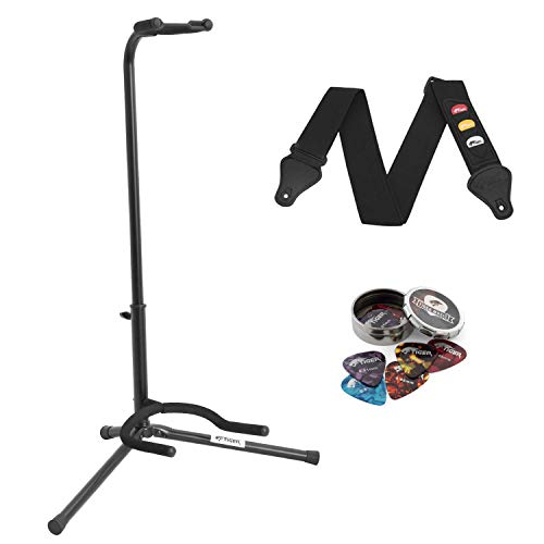 TIGER Universal Gitarrenständer mit TIGER Gitarrengurtund Plektren TIGER Universal Gitarrenständer mit TIGER Gitarrengurtund Plektren von Tiger