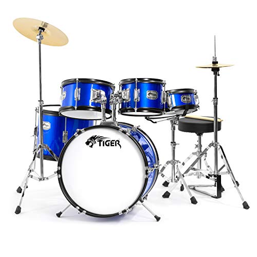 Tiger JDS14-BL 5teiliges Junior Drumset - Blau - Kinder-Drumset, für Kinder im Alter von 3-10 Jahren. von TIGER