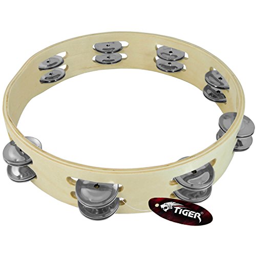 Tiger TAM84-10 Kopofloser Tambourin - Doppel Schellenring - 10" von Tiger