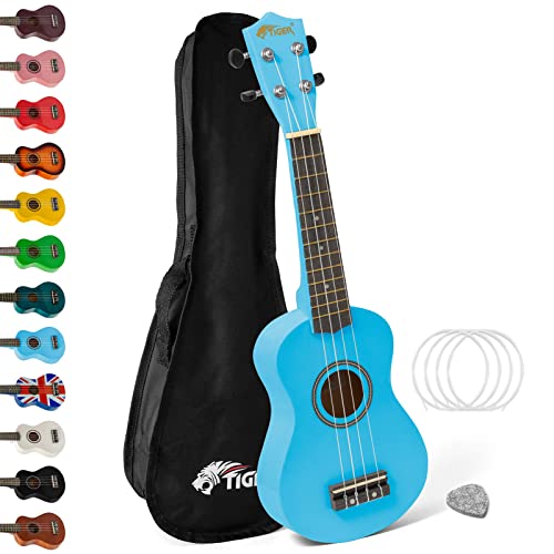 Tiger UKE7-BL Sopran Ukulele mit Tasche - für Anfänger -Blau Tiger UKE7-BL Sopran Ukulele mit Tasche - für Anfänger -Blau von Tiger
