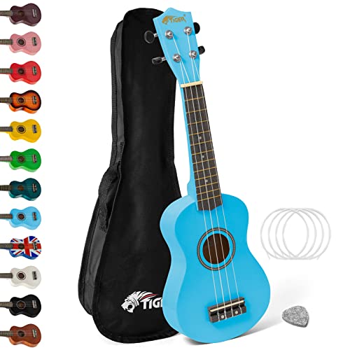 Tiger UKE7-BL Sopran Ukulele mit Tasche - für Anfänger -Blau von TIGER