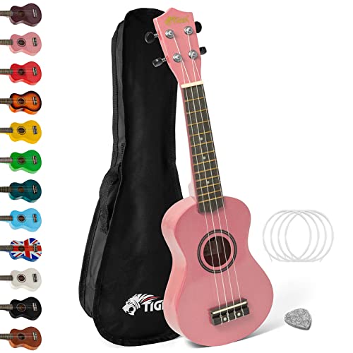 Tiger UKE7-PK Sopran Ukulele mit Tasche - für Anfänger - Rose Tiger UKE7-PK Sopran Ukulele mit Tasche - für Anfänger - Rose von Tiger
