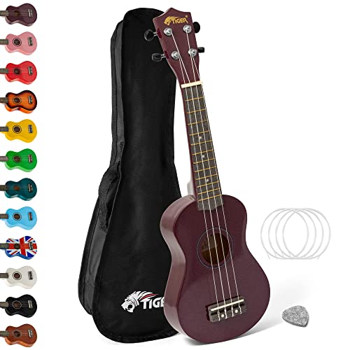 Tiger UKE7-PP Sopran Ukulele mit Tasche - für Anfänger - Violett Tiger UKE7-PP Sopran Ukulele mit Tasche - für Anfänger - Violett von Tiger