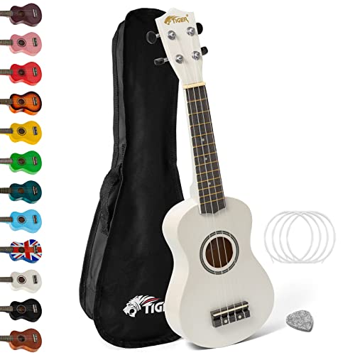 Tiger UKE7-WH Sopran Ukulele mit Tasche - für Anfänger - Weiß von TIGER