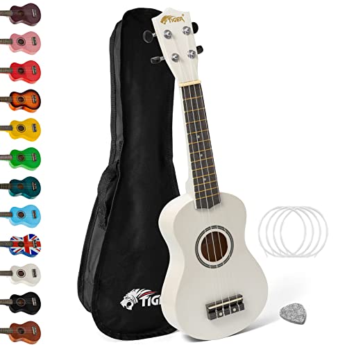 Tiger UKE7-WH Sopran Ukulele mit Tasche - für Anfänger - Weiß von Tiger