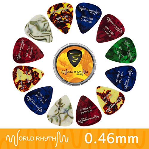 World Rhythm 0.46mm Gitarrenpicks - 12 Zelluloid Gitarren-Plektren und Aufbewahrungsdose - Auswahl an Farben/Designs WR-C46 World Rhythm 0.46mm Gitarrenpicks - 12 Zelluloid Gitarren-Plektren und Aufbewahrungsdose - Auswahl an Farben/Designs WR-C46 von World Rhythm
