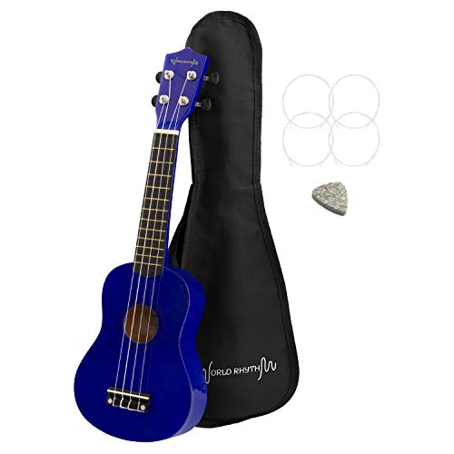 World Rhythm Sopran-Ukulele für Anfänger, Sopran-Ukulele mit Gigbag, Ersatz-Saiten und Filzplektren Standard blau World Rhythm Sopran-Ukulele für Anfänger, Sopran-Ukulele mit Gigbag, Ersatz-Saiten und Filzplektren Standard blau von World Rhythm