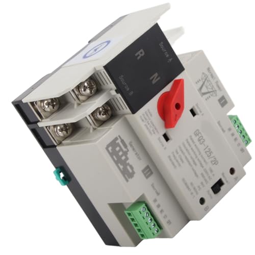 Automatischer Transferschalter, Dual Power 2P-Umschalter Elektrischer Schalter Flammhemmendes Material für Generator-AC220V-Anwendungen (100A) von TIKATARER