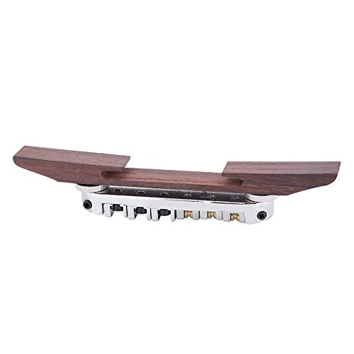 Guitar Bridge, Rosewood Base Bridge Akustische Gitarrenbrücke Gitarre Sattel mit Roller für 6 String LP SG Jazz Gitarre (SILVER) von TIKATARER