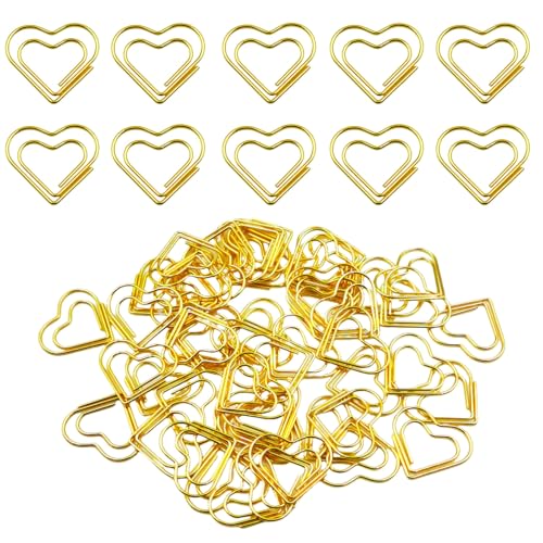 50 Stück goldene Herz-Büroklammern, niedliche herzförmige Mini-Büroklammern, Edelstahl, Metall-Lesezeichen für Bürobedarf, Schule, Handwerk und Dekoration, kleine goldene Büroklammern 50 Stück goldene Herz-Büroklammern, niedliche herzförmige Mini-Büroklammern, Edelstahl, Metall-Lesezeichen für Bürobedarf, Schule, Handwerk und Dekoration, kleine goldene Büroklammern von TIKIYOUN
