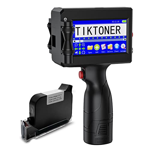 TIKTONER 127T1 Tragbarer Handdrucker Druckhöhe 2~12,7 mm Handheld Tintenstrahldrucker mit 4,3 Zoll HD Touchscreen, Handheld Inkjet Drucker für Datum Chargennummer QR Code Barcode Variable Text TIKTONER 127T1 Tragbarer Handdrucker Druckhöhe 2~12,7 mm Handheld Tintenstrahldrucker mit 4,3 Zoll HD Touchscreen, Handheld Inkjet Drucker für Datum Chargennummer QR Code Barcode Variable Text von TIKTONER