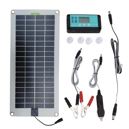 Solarbatterieladegerät, 30 W, 12 V, solarbetriebenes Autobatterieladegerät mit Feuerzeugstecker, Plug-and- -Solarpanel-Erhaltungsladeset, Erhaltungsbatterieladegerät für Auto-, Marine-, Anhängerbat von TILEZE
