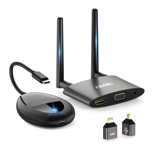 Wireless HDMI 4K, USB C/HDMI Funkübertragung, 5.8G Drahtloser 165FT/50M HDMI Funk Transmitter Receiver für das Streaming von Video Audio von Laptop, TV Box, Kamera zu HDTV Projektor und Monitoren von TIMBOOTECH