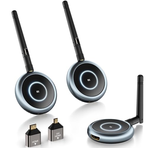 HDMI Wireless Transmitter und 2 Receiver 5.8G, Adapter Statt Kabel 1080P@60Hz Funkübertragung - Video von Laptop und Kamera auf Mehrere TV, Beamer, Displays Streamen von TIMBOOTECH