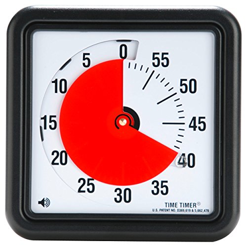 Time TTA1-W Timer Original Medium 18x18 cm; 60-minuten visueller Timer - Countdown-Uhr für Klassenzimmer oder Besprechungen für Kinder und Erwachsene (schwarz) von TIME TIMER