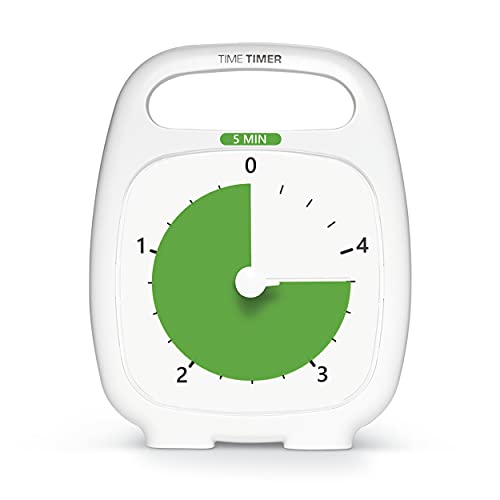 Time Timer PLUS 5 Minute Visueller Analog Timer (Weiß) Optionaler aktustischer Alarm (Lautstärkeregler) Kein lautes Ticken; Zeitmanagement-Tool, TT05-W von TIME TIMER