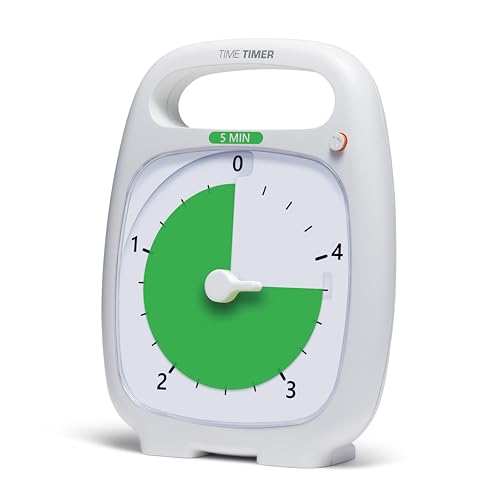 Time Timer PLUS 5 Minute Visueller Analog Timer (Weiß) Optionaler aktustischer Alarm (Lautstärkeregler) Kein lautes Ticken; Zeitmanagement-Tool, TT05-W von TIME TIMER