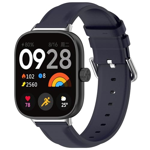 TIMEYUE Armband für Xiaomi Redmi Watch 4, [Atmungsaktives] Echtes Leder Uhrenarmband, Dornschließe Design, Weiches Band für Redmi Watch 4-Blau von TIMEYUE