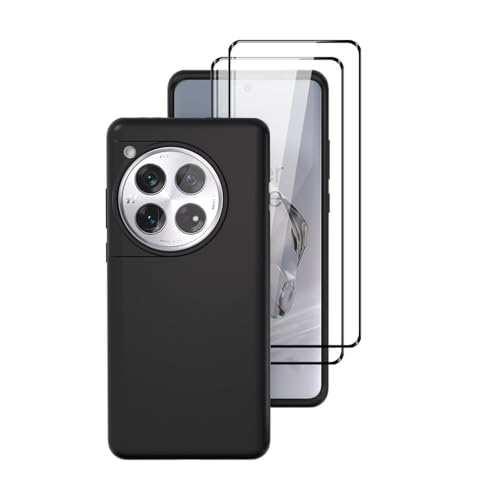 TIMEYUE Hülle für OnePlus 12, [Anti-Kratzer] Hautfreundliche, Ultradünne Weiche Silikon-Schutzhülle, mit [2-Pack] Schutzfolie für OnePlus 12-Schwarz von TIMEYUE
