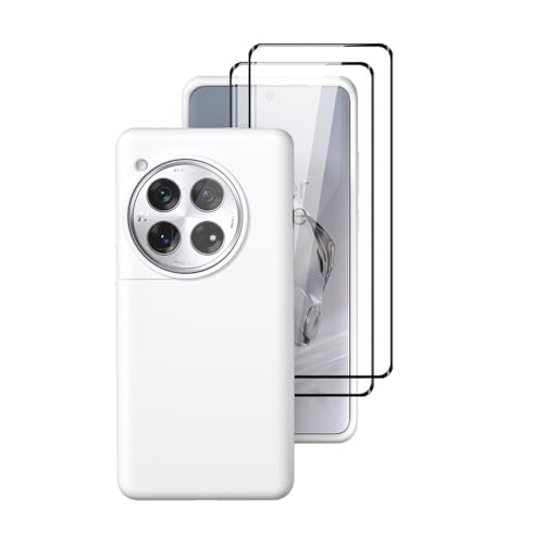 TIMEYUE Hülle für OnePlus 12, [Anti-Kratzer] Hautfreundliche, Ultradünne Weiche Silikon-Schutzhülle, mit [2-Pack] Schutzfolie für OnePlus 12-Weiß von TIMEYUE
