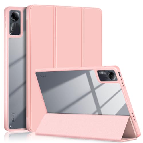 TIMEYUE Hülle für Xiaomi Redmi Pad SE, [Standfunktion] Ultradünne Weiche TPU Smart Cover mit Auto Sleep Wake, Klares Acryl Anti-Kratz Hülle für Xiaomi Redmi Pad SE-Rosa von TIMEYUE