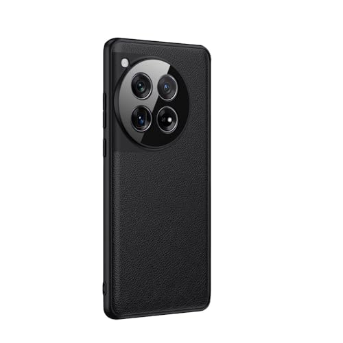 TIMEYUE QINOUK Hülle für OnePlus 12, [Anti-Kratzer] Ultra-dünne Schutzhülle, PU Leder Hülle, Case für OnePlus 12-Schwarz von TIMEYUE