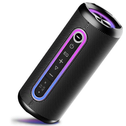 Bluetooth Lautsprecher mit Licht, Bluetooth 5.4 Musikbox, 30W Dual Lautsprecher, Dualen Bass-Treibern, 30 Std Akku, IPX7 wasserdicht, TWS Paarung, AUX, TF Karte, Geeignet Outdoor/Party/Reisen, Schwarz Bluetooth Lautsprecher mit Licht, Bluetooth 5.4 Musikbox, 30W Dual Lautsprecher, Dualen Bass-Treibern, 30 Std Akku, IPX7 wasserdicht, TWS Paarung, AUX, TF Karte, Geeignet Outdoor/Party/Reisen, Schwarz von TIMU