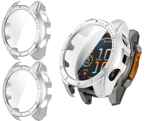 TINGYR 2 Stück Hülle Kompatibel mit Garmin Fenix 8 43mm, PC + Gehärtetes Glas zum Schutz des Bildschirms, Anti-Drop, Schutzhülle Kompatibel mit Garmin Fenix 8 43mm. von TINGYR